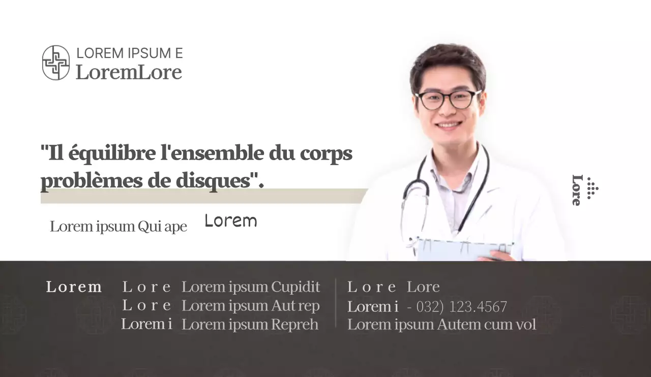 Style épuré en brun foncé et blanc Pour l'information et la promotion de la clinique.