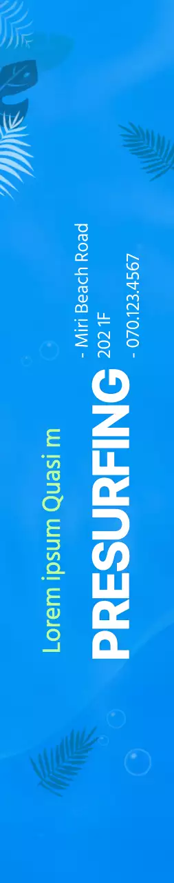 Semplice illustrazione dell'oceano in blu e chartreuse per informazioni e promozione del surf