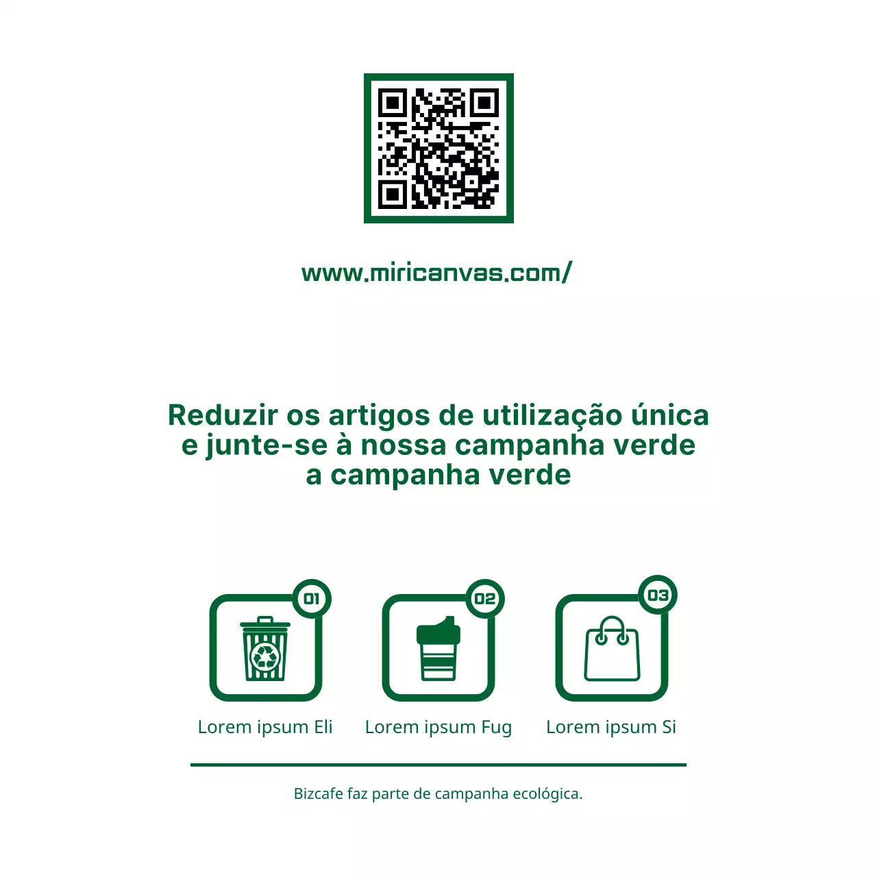 Estilo de apresentação simples e limpo de combinação de texto e ícones em verde e branco Guia de campanha verde