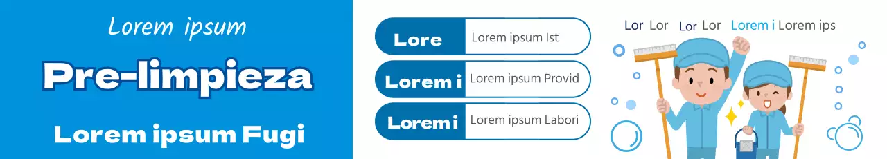 Simpático servicio de limpieza con ilustración azul
