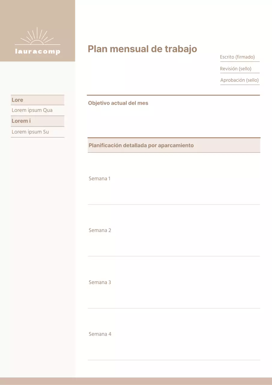 Un plan de trabajo mensual limpio y de color beige