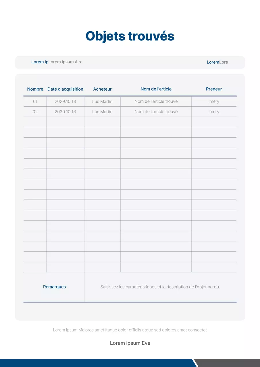 Un concept épuré dans les tons marine et gris Forme perdue et trouvée