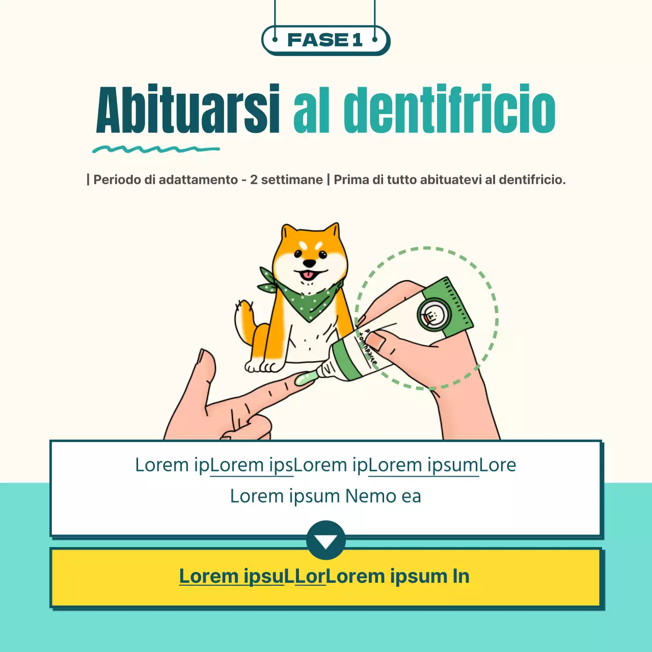 Spazzola per cani illustrata in giallo e menta