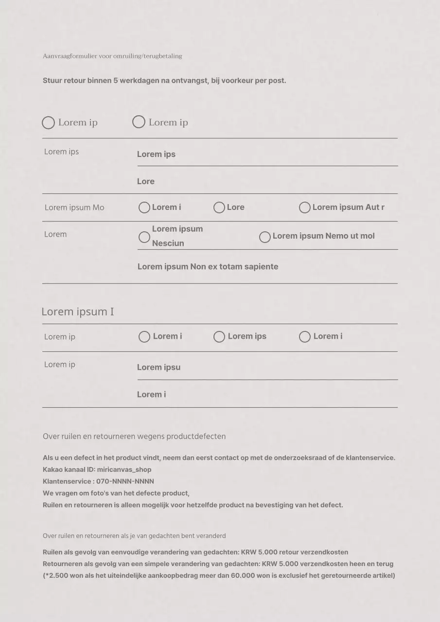 Slanke, beige restitutie- en retourgids