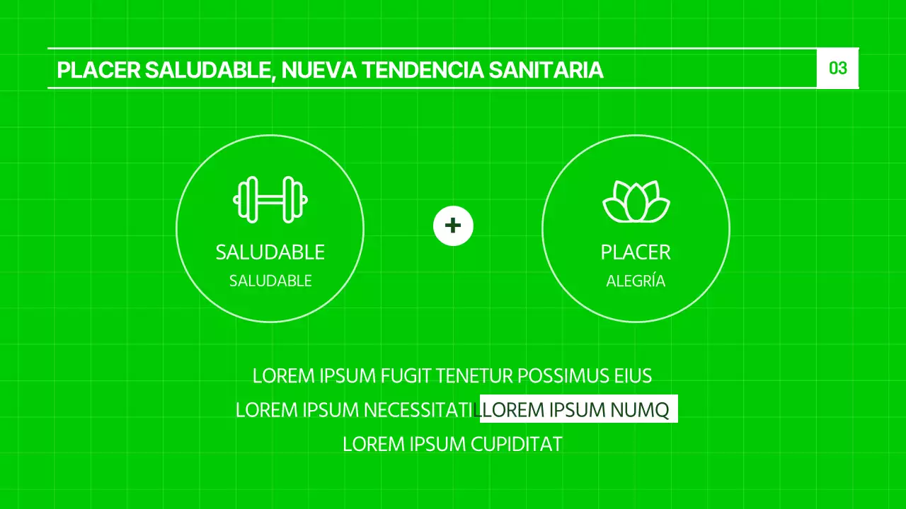 Una plantilla moderna que muestra la última tendencia de "placeres sanos" y alimentación saludable en chartreuse y verde.