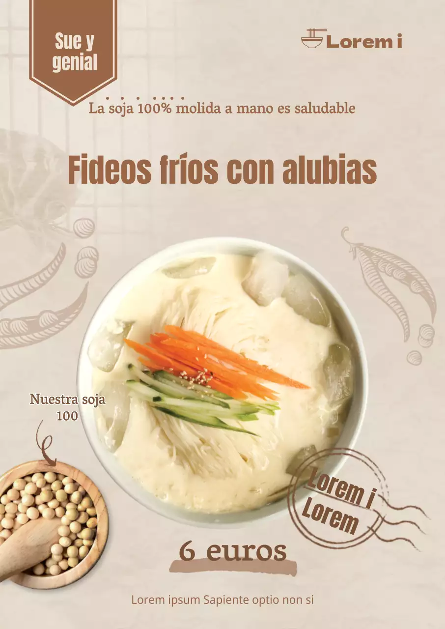 Cartel marrón de comida de verano katsudon