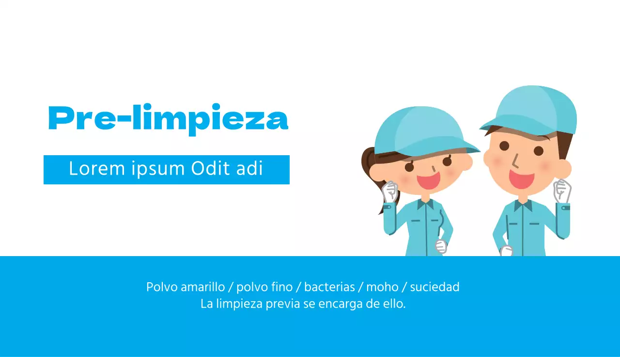Simpático servicio de limpieza con ilustración azul