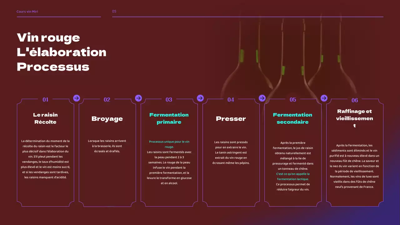 Séminaire de cours de brassage de vin dans les tons noirs et violets