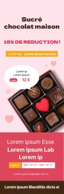 Vente de chocolat soignée avec mise en valeur de la photo rose