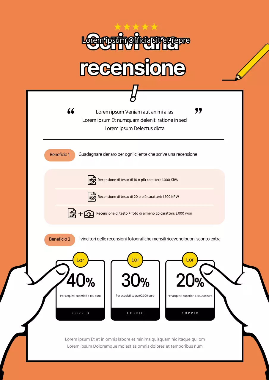 Arancione Giallo Evento di revisione dalle linee pulite
