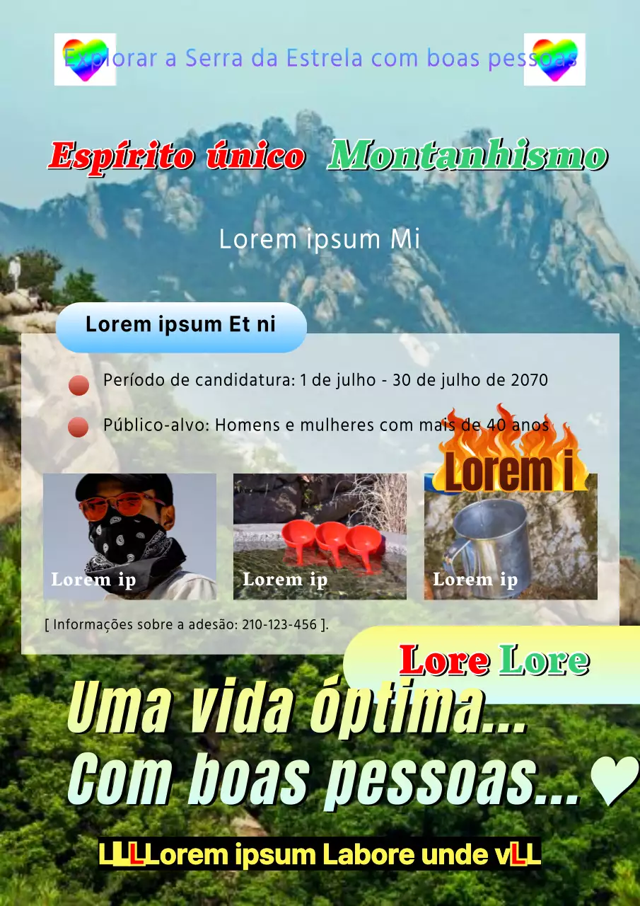 Recrutamento colorido, estilo idoso, para um clube de montanha retro