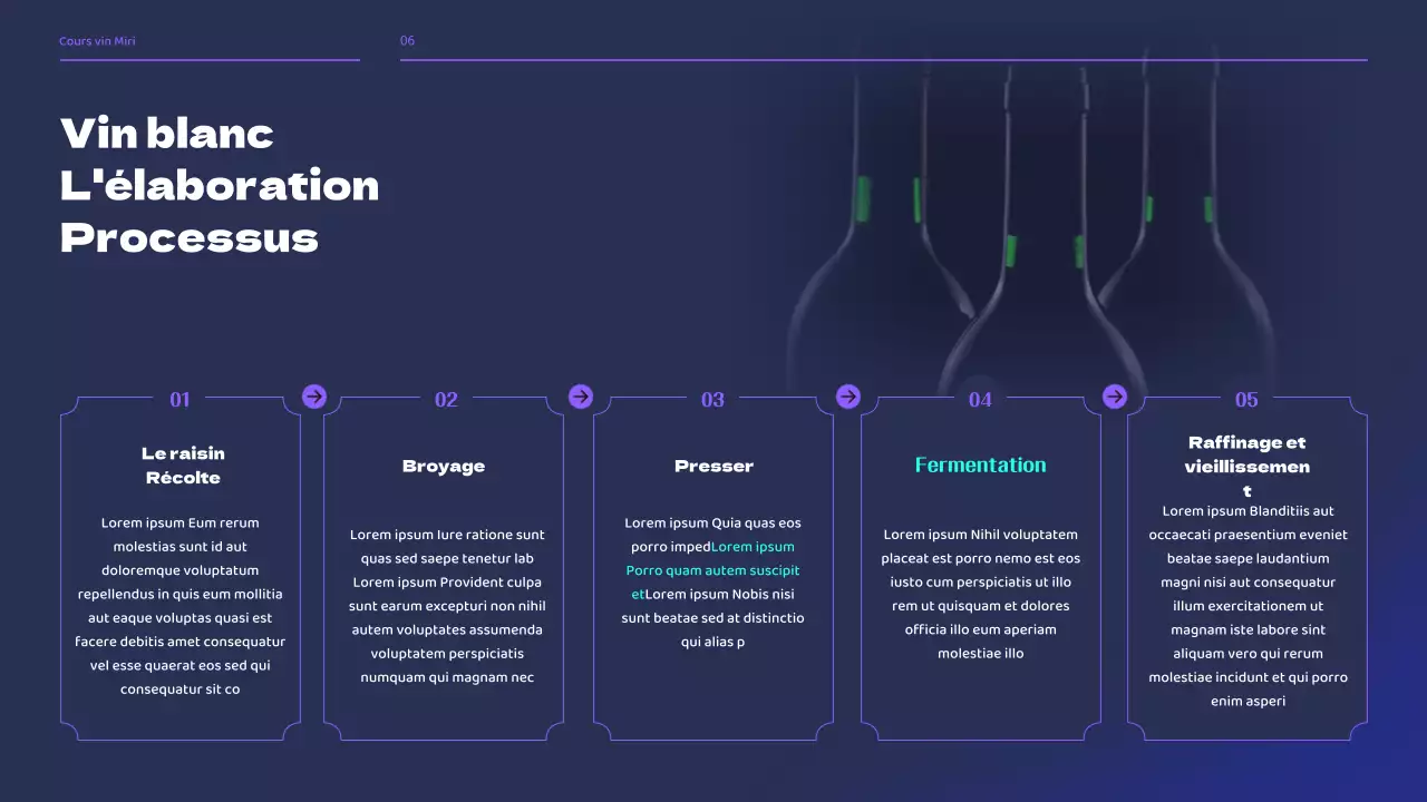 Séminaire de cours de brassage de vin dans les tons noirs et violets