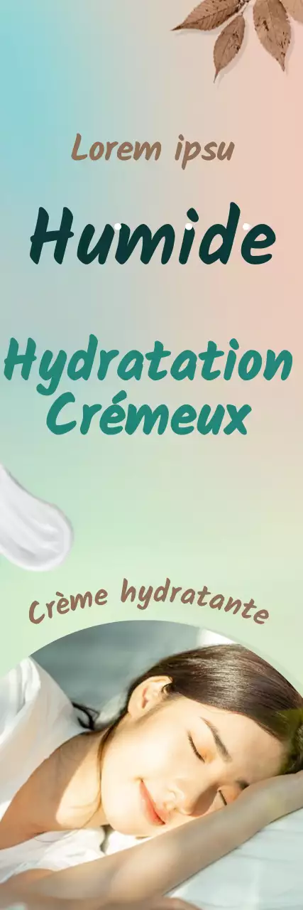 Bannière promotionnelle pour la crème hydratante Autumn mood en rectangle vertical marron et turquoise