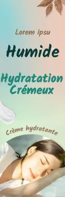 Bannière promotionnelle pour la crème hydratante Autumn mood en rectangle vertical marron et turquoise