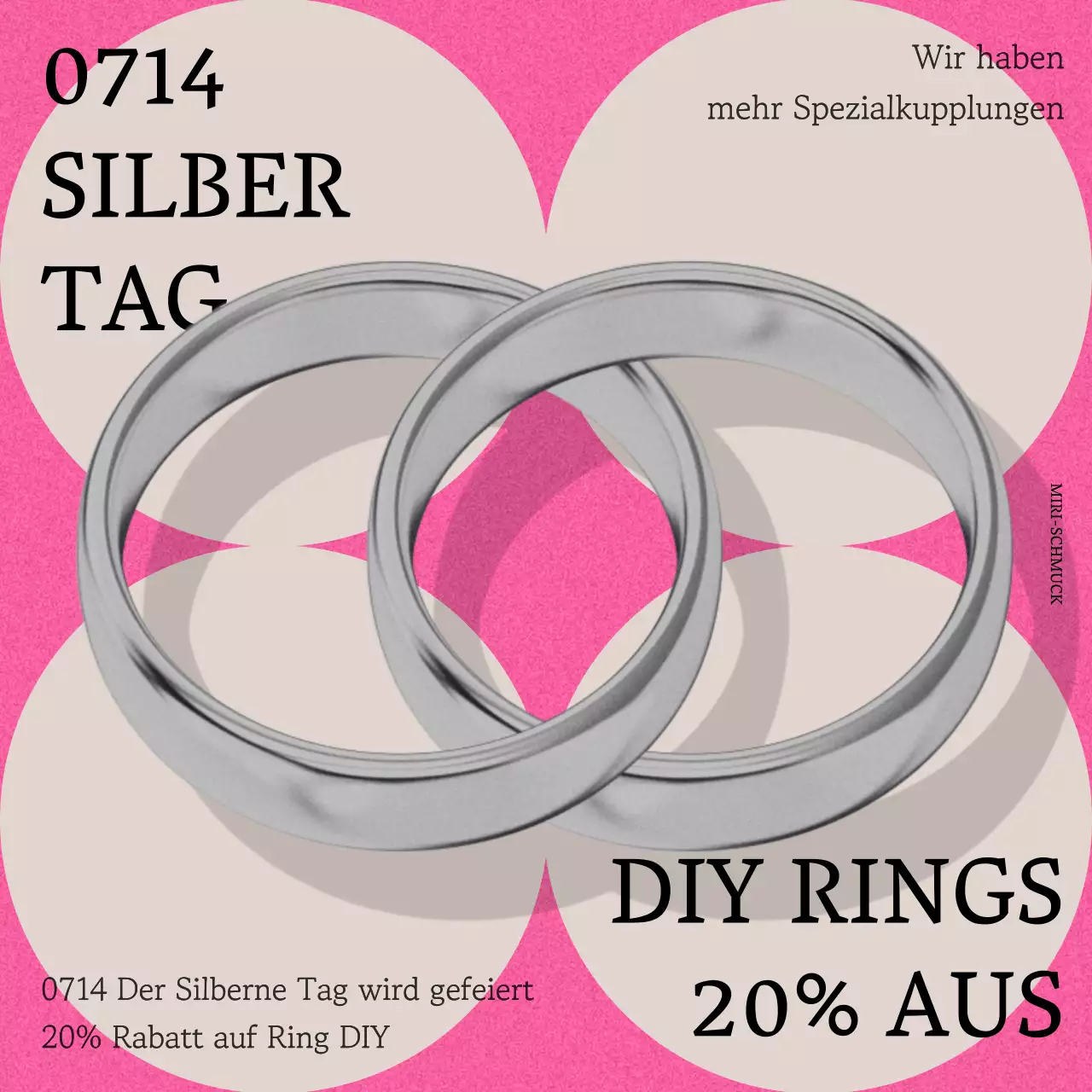 Silver Day Verkauf mit silbernen Kupplungen auf einem rosa und beigen Hintergrund