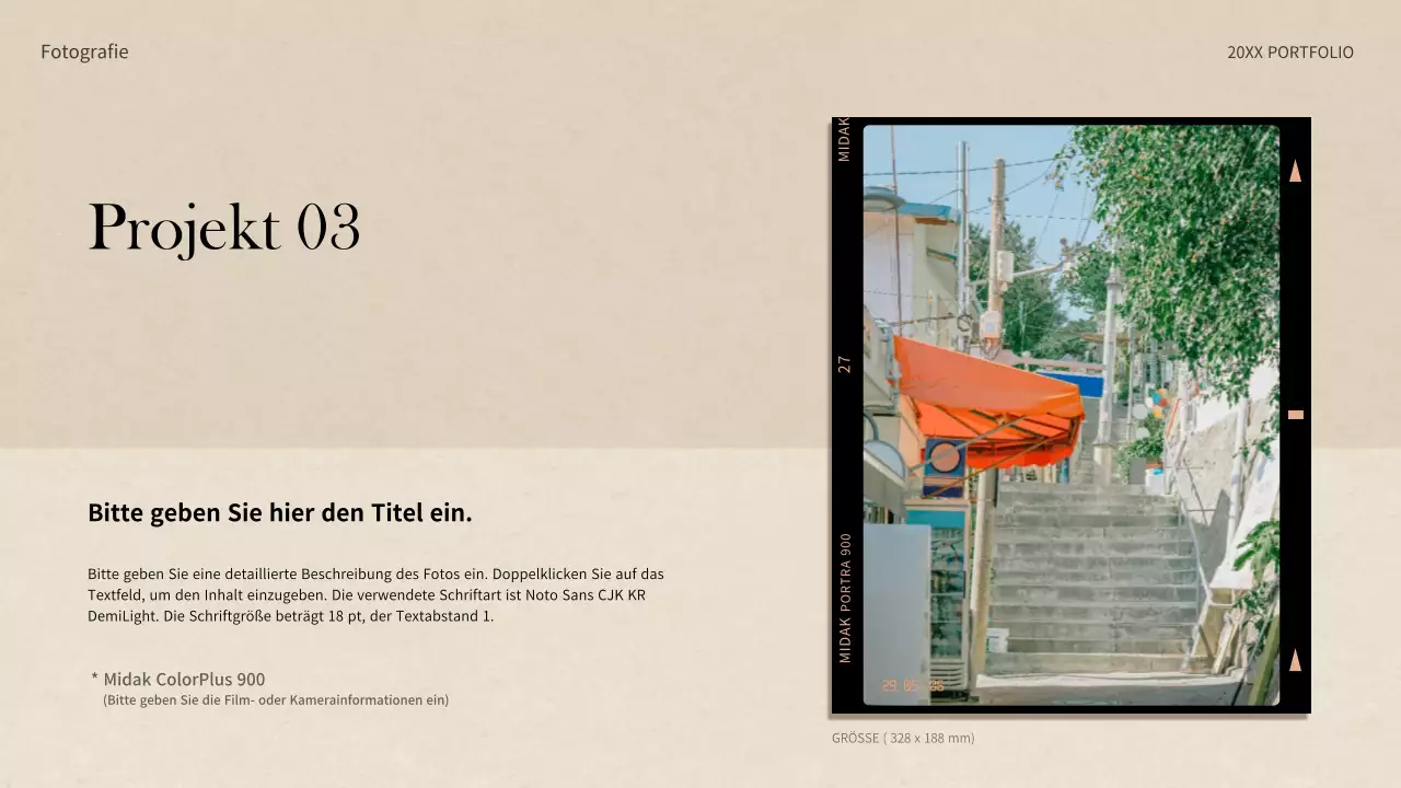 Portfolio von Filmkamera-Konzepten in Beige