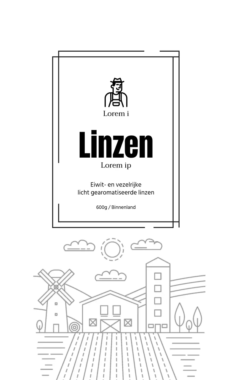 Witregelig eenvoudig etiket voor landbouwproducten