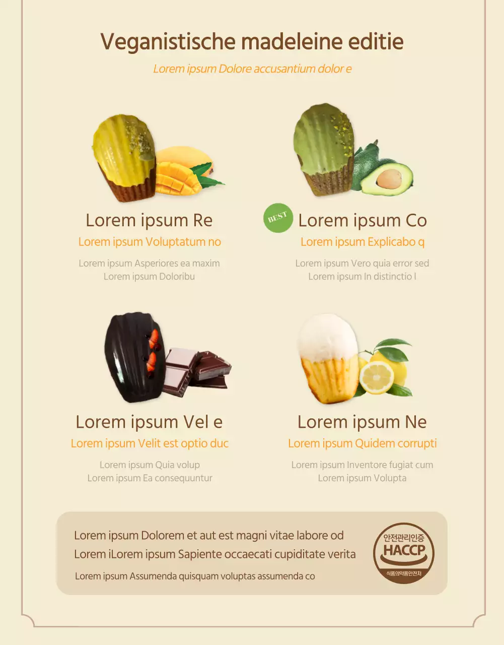 Felgekleurde veganistische toetjes Madeleine koekjes detailpagina