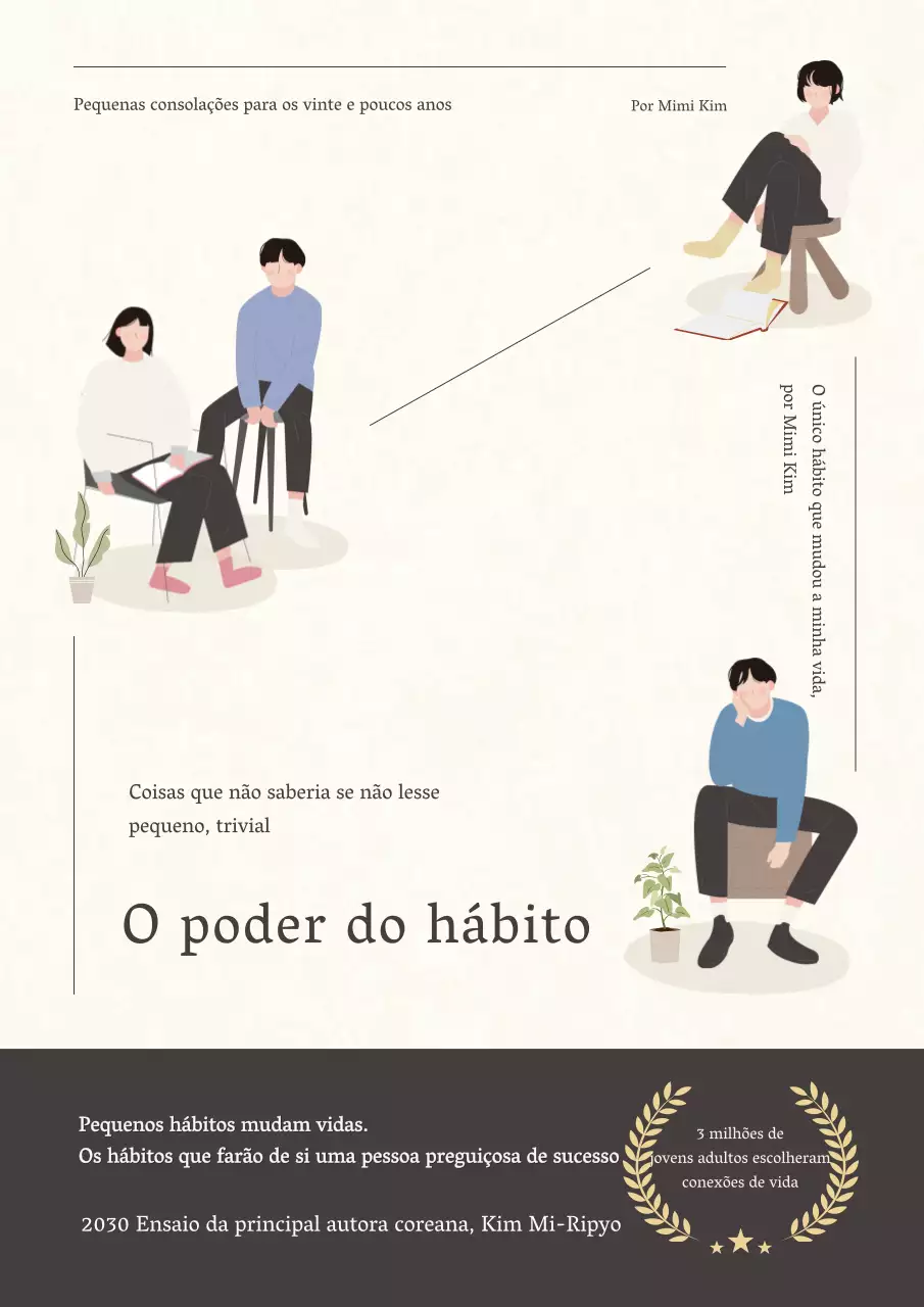 Capa de livro de autoajuda ilustrada simples em bege