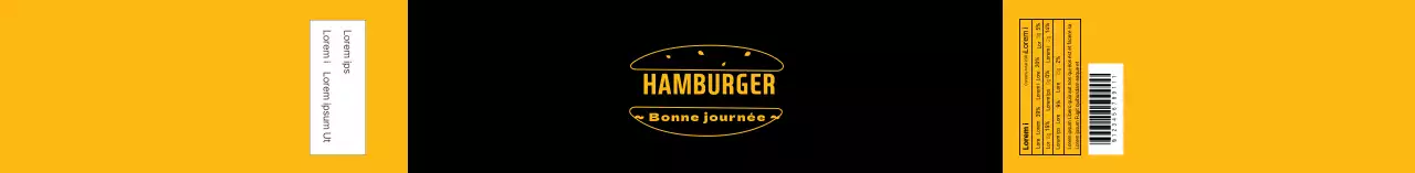 Illustration noire et jaune logo étiquette hamburger