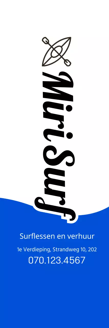 Eenvoudig concept in marineblauw en zwart voor surfinformatie en promotie