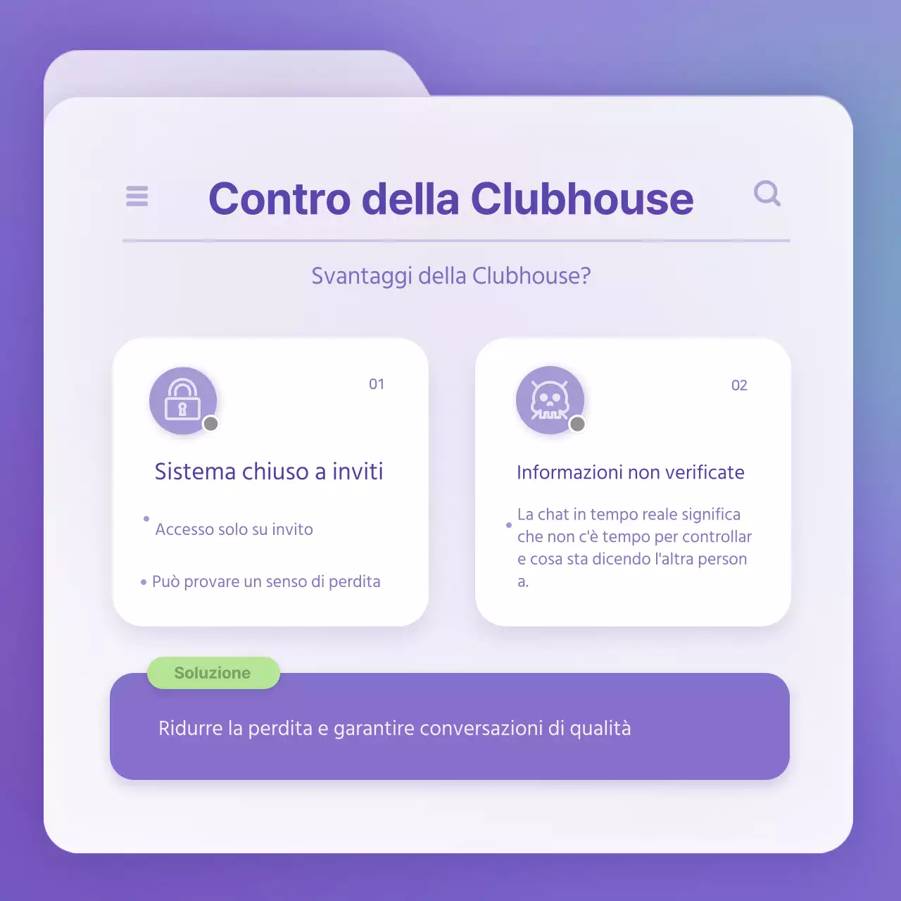 Concetto di file pulito in viola e bianco per tenervi informati