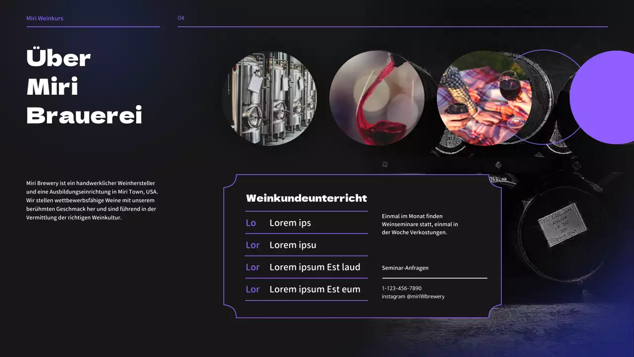 Weinbrauerei-Seminar in Schwarz- und Lilatönen