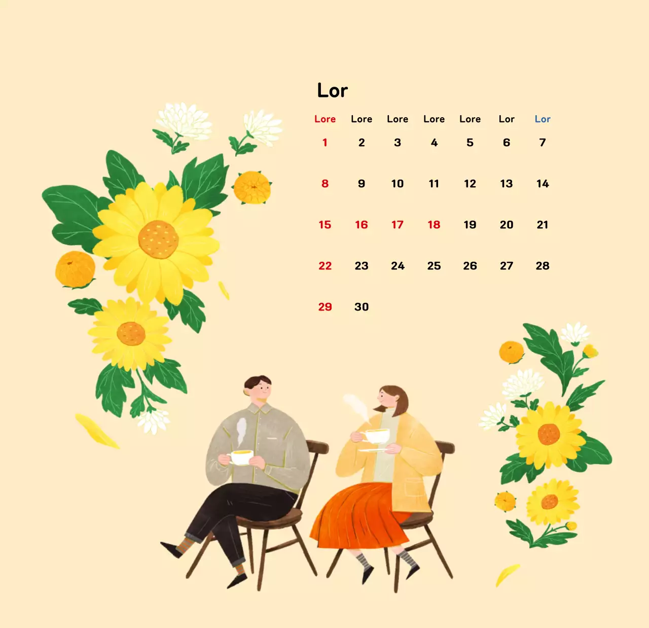 Ein warmer, illustrierter Kalender für das neue Jahr