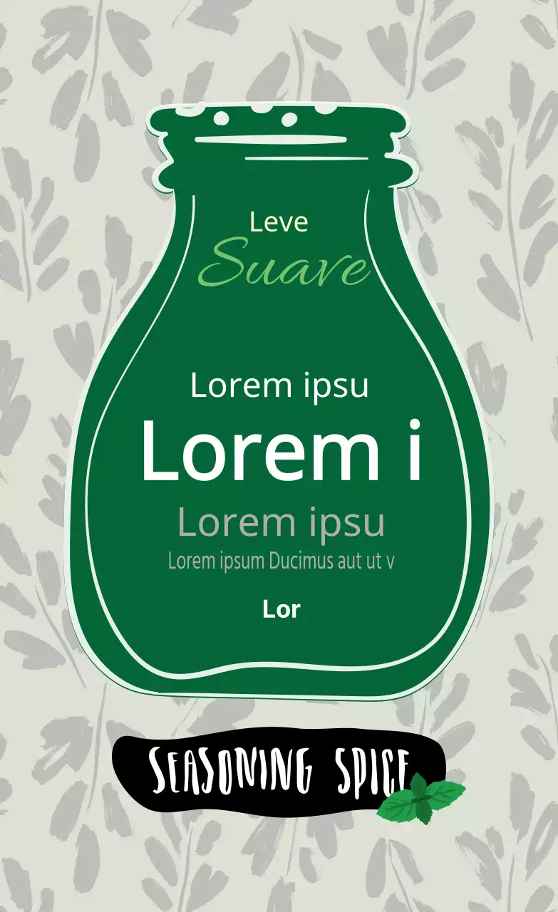 Verde patrón de ilustración de la vendimia de alimentos etiqueta de sal de hierbas
