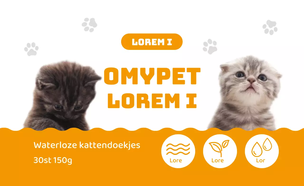 Oranje Schattige Kat Tissue Etiketten