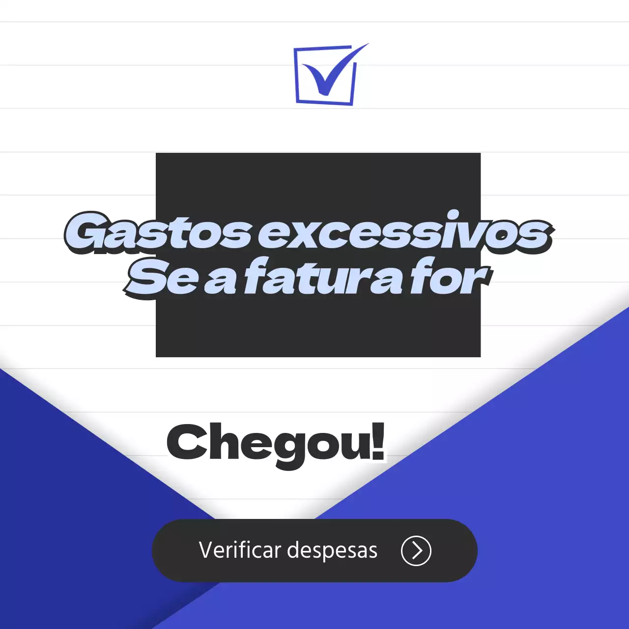 Fatura de despesas excessivas azul e preta