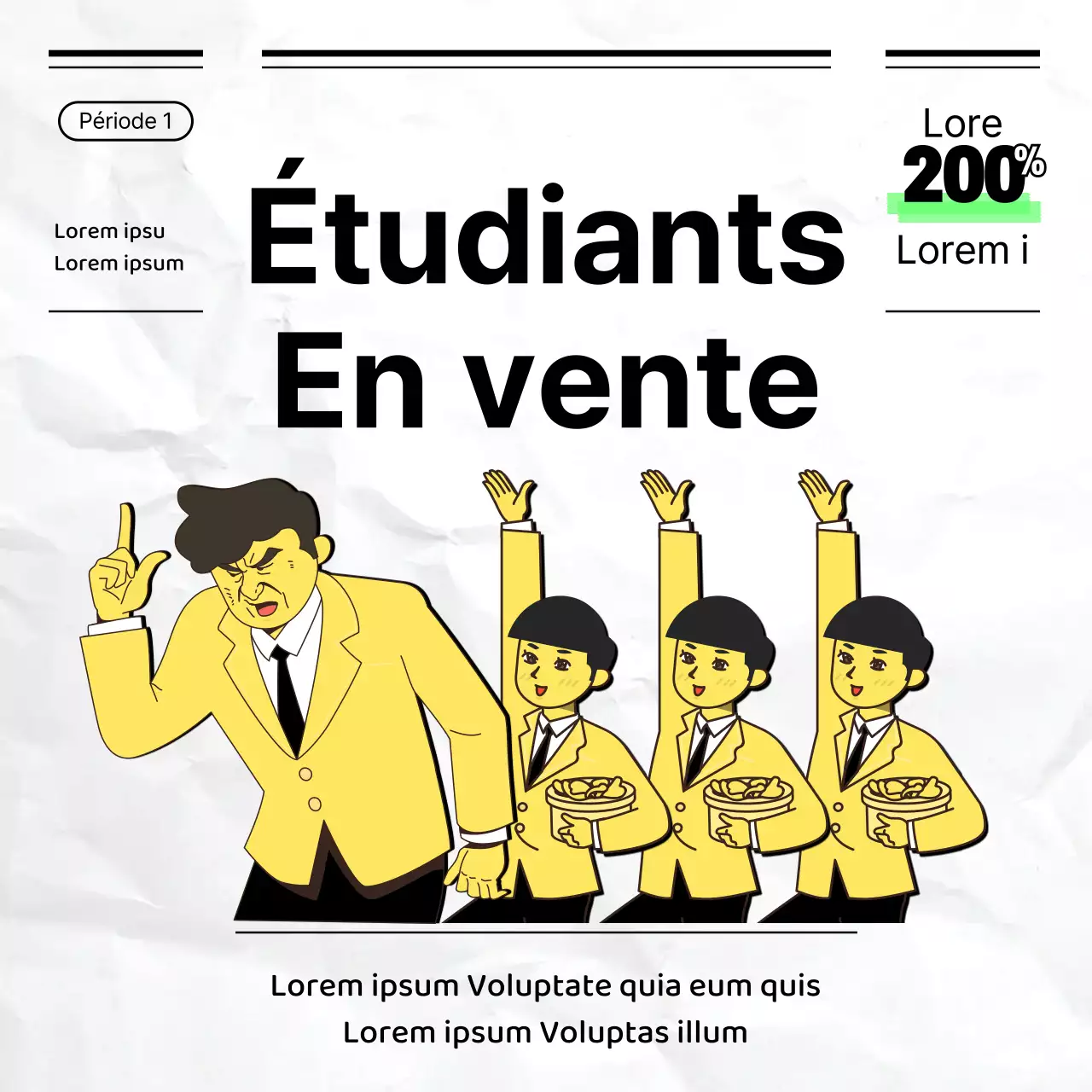 Papier d'examen noir et jaune concept discount event