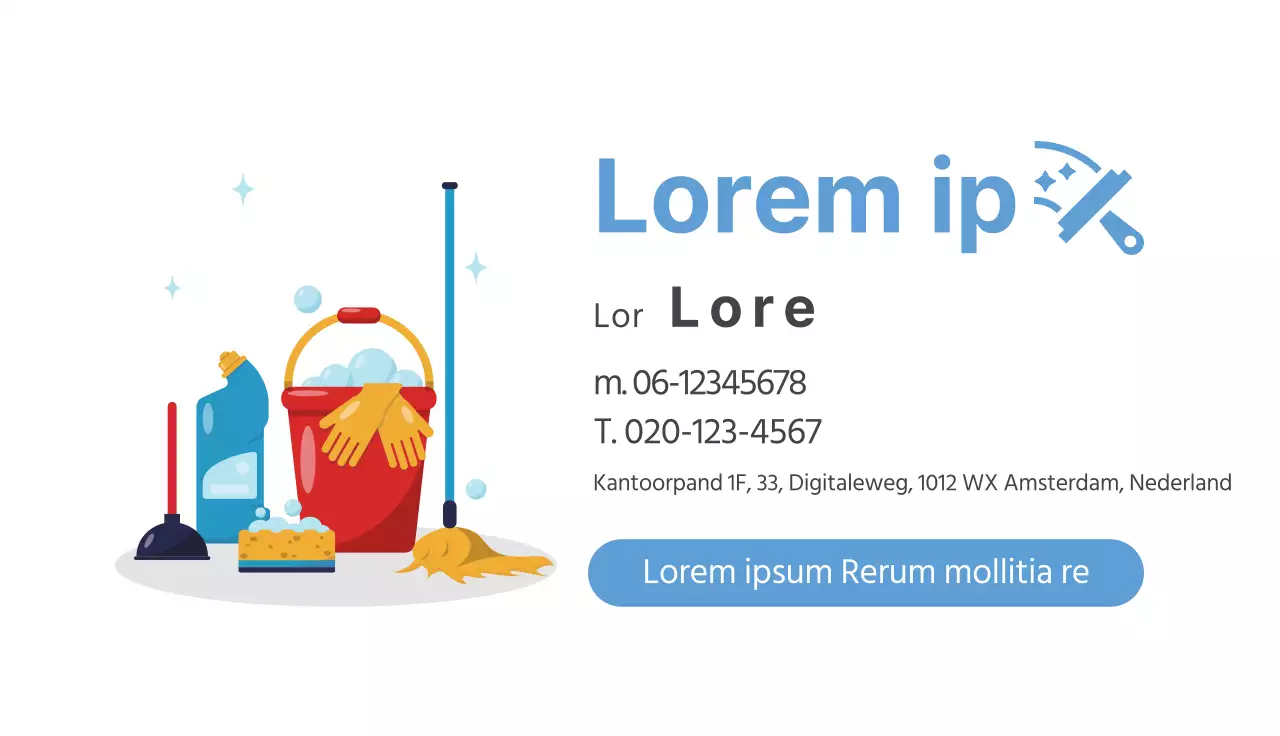 Schattige schoonmaakdienst met blauwe illustratie