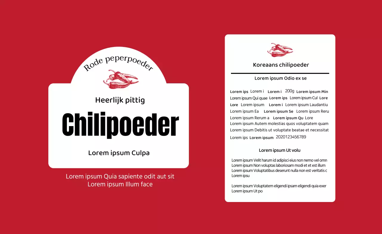  Rode geïllustreerde voedselinformatie-etiketten