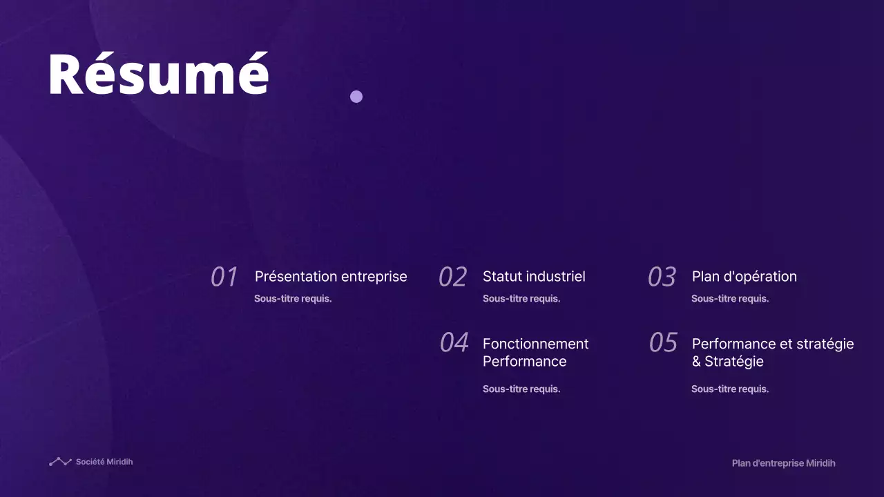 Plan d'affaires avec un concept de dégradé violet