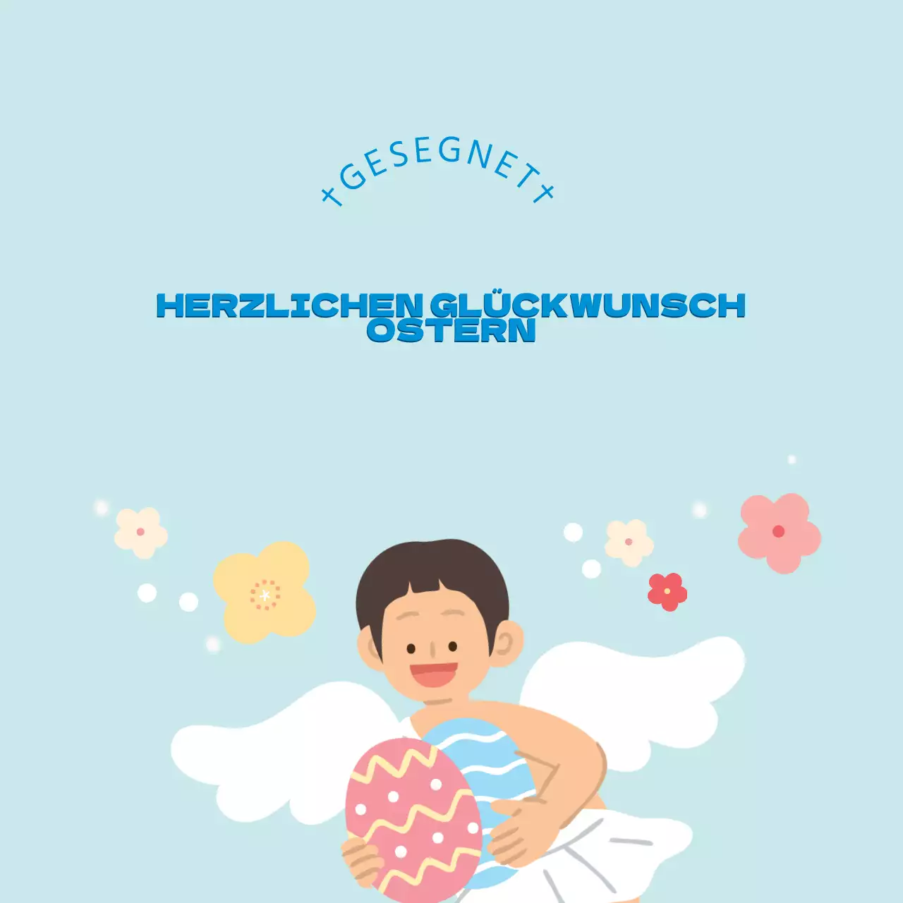 Blaue Illustration niedliche Kirche Ostern Etiketten