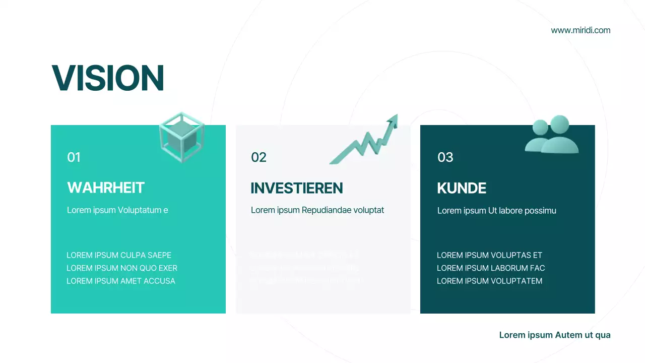 Ein mintgrüner und weißer, geometrischer Prospekt einer Maklerfirma