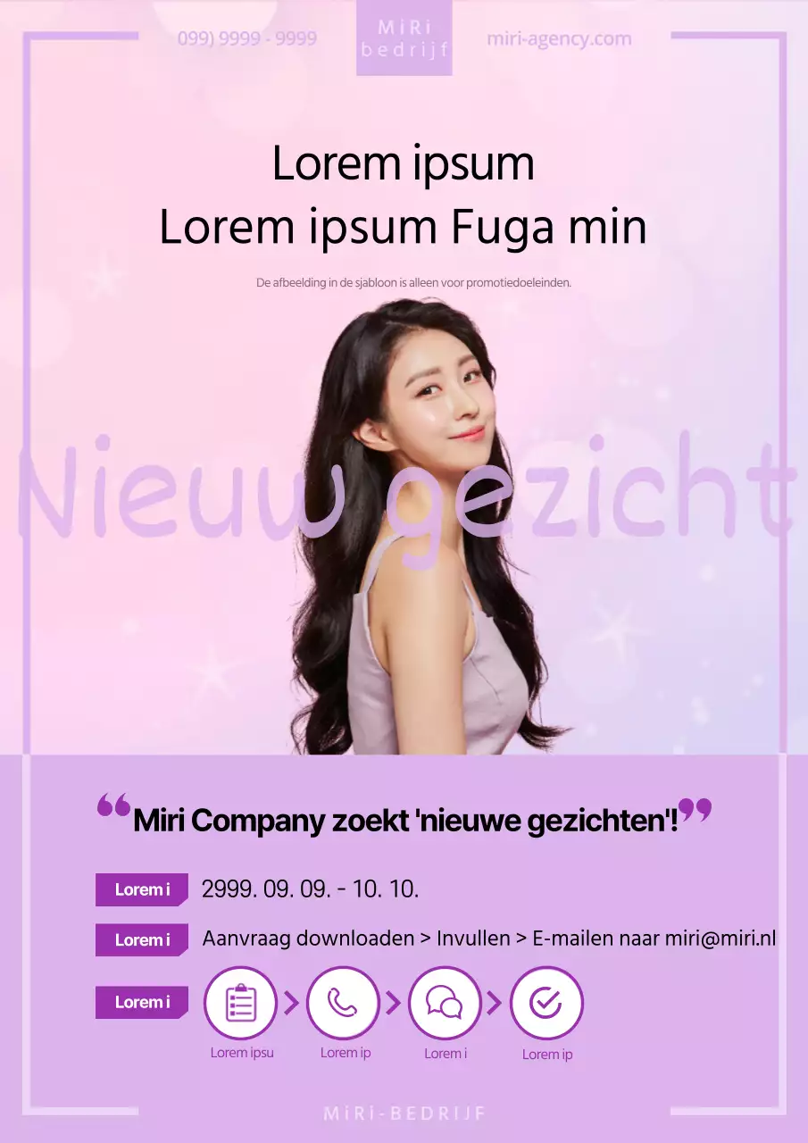 Roze en mauve model werving webposter