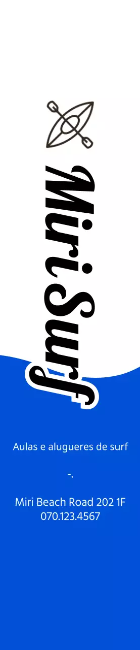 Conceito simples em azul-marinho e preto para informação e promoção do surf