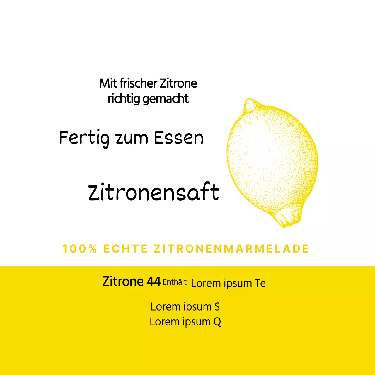 Gelbe Illustration Lebensmittel Zitronensaft Etikett