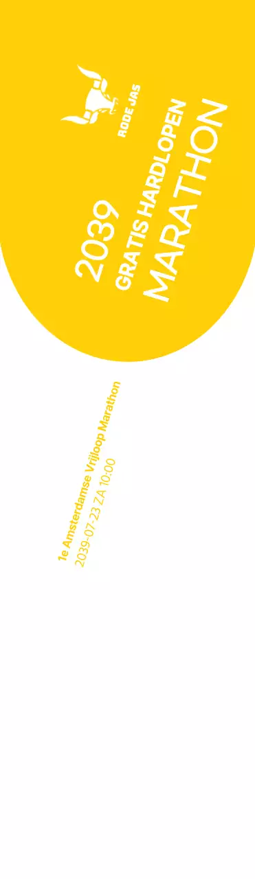 Eenvoudige stijl in geel en wit voor marathoninformatie en promotie