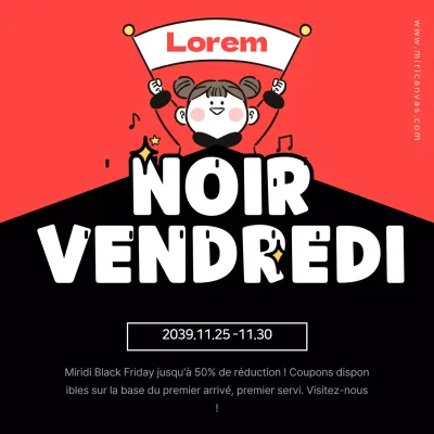 Vente de concept mignon noir et rouge