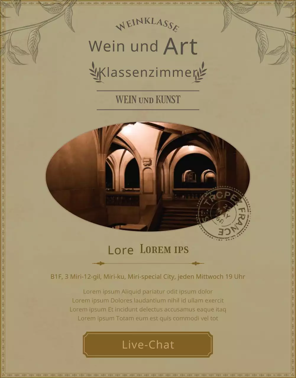 Ein Leitfaden für beigefarbene, Vintage-inspirierte Wein- und Kunstkurse