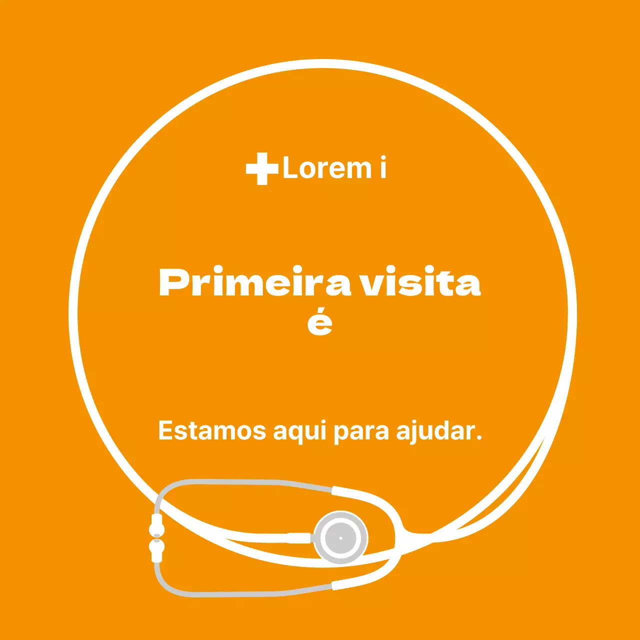 Rótulo hospitalar geral com ilustração simples a laranja