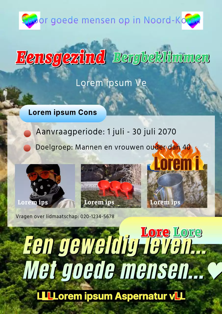 Kleurrijke, retro bergclubwerving in bejaardenstijl