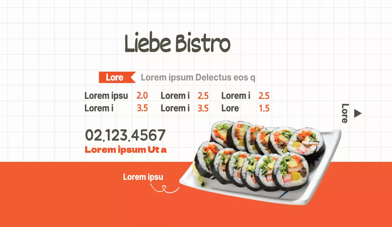 Sauberer Stil in Hellgrau und Orange für die Werbung und Information von Gaststätten