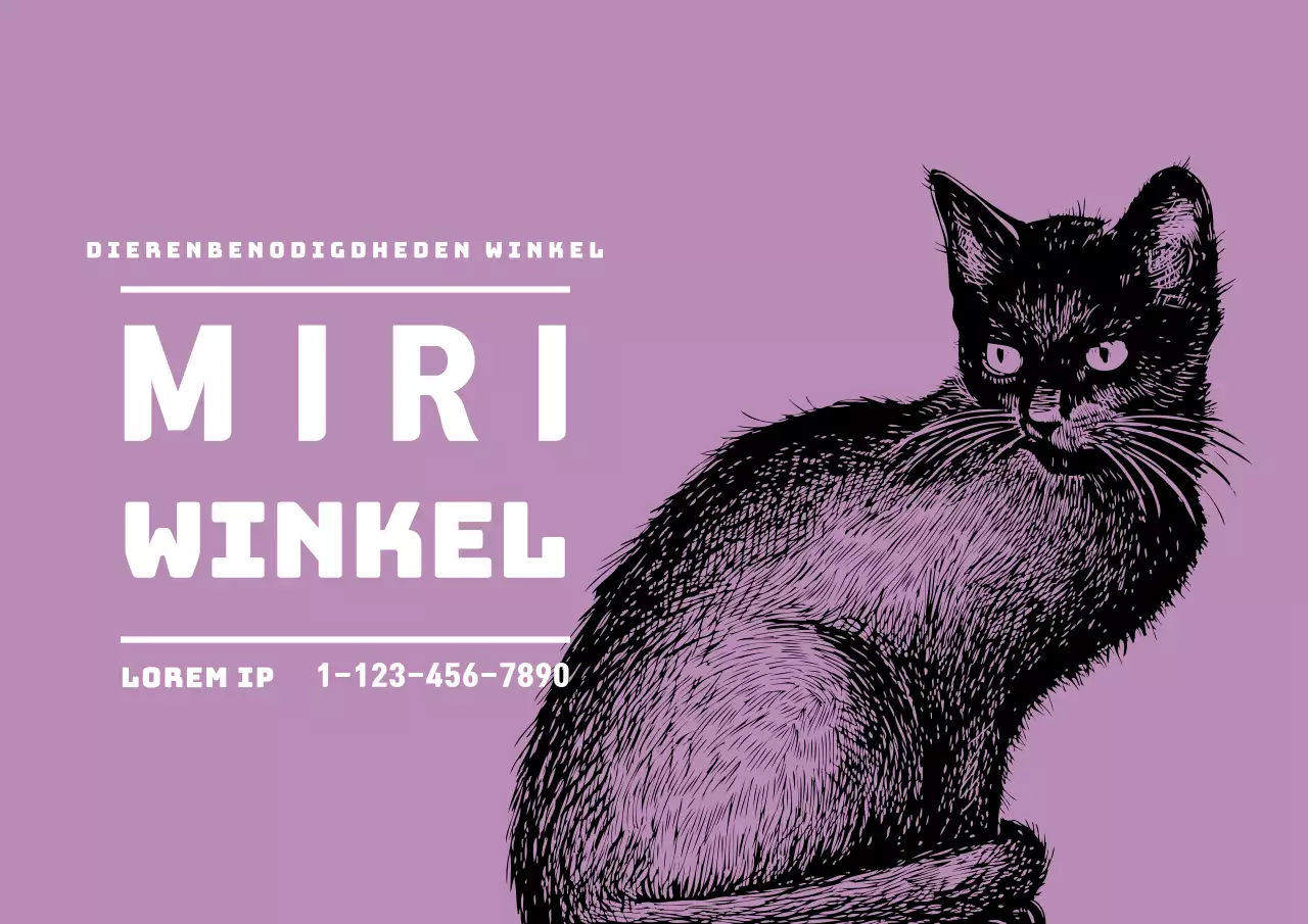 Paars Geïllustreerd Dierenwinkel Etiket