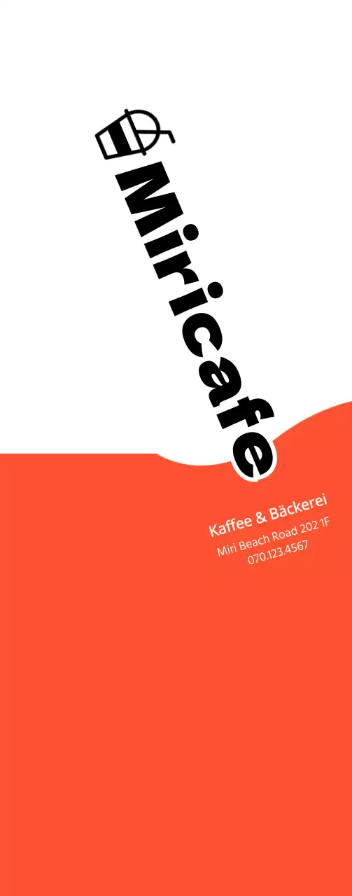 Werbung für ein Café und eine Bäckerei mit einem einfachen Konzept in Orange und Schwarz