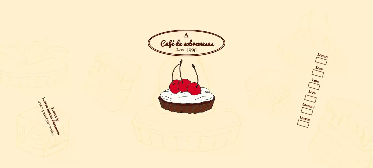 Promover e informar os cafés com um logótipo emotivo em castanho avermelhado e amarelo pálido