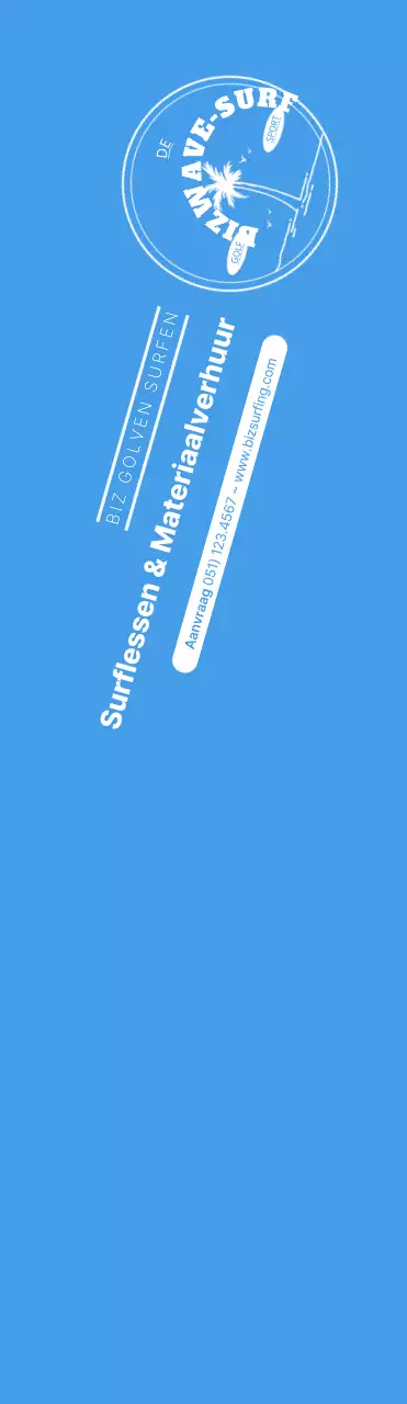 Een eenvoudig blauw met geel surfembleem om de winkel te promoten.